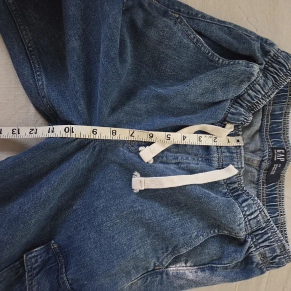 Gap High Rise Wide Leg Blue Denim Cargo Pants XS Womens Stretchy 26 Inch Waist - Picture 10 of 12